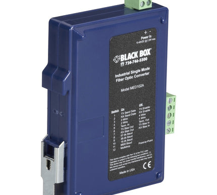 Main Image for Black Box Industrial DIN Rail RS-232/RS-422/RS-485 Fiber Driver, Single-Mode