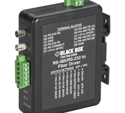 Main Image for Black Box Industrial DIN Rail RS-232/RS-422/RS-485 to Fiber Driver