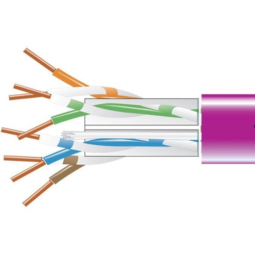 Main Image for Black Box CAT6 550-MHz Solid Bulk Cable UTP CMP Plenum Purple 1000FT Pull-Box