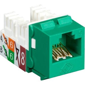 Main Image for Black Box 25-PK Green Unshielded CAT6 Keystone Jack, 110 Punchdown, TAA