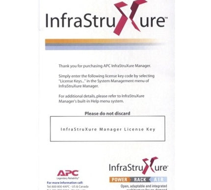 Main Image for APC by Schneider Electric InfraStruXure Manager - License - License - 25 Node
