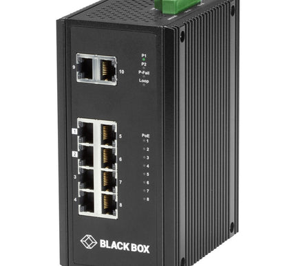 Main Image for Black Box Industrial (8) 10/100/1000 PoE + (2) Gigabit Ethernet Switch