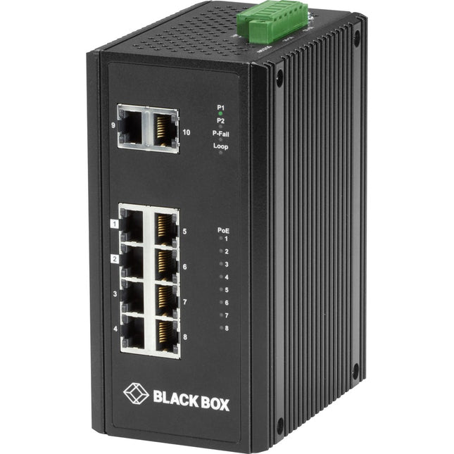 Main Image for Black Box Industrial (8) 10/100/1000 PoE + (2) Gigabit Ethernet Switch