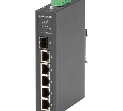 Main Image for Black Box Industrial Ethernet PoE+ Switch - Unmanaged, Extreme Temperature, 6-Port