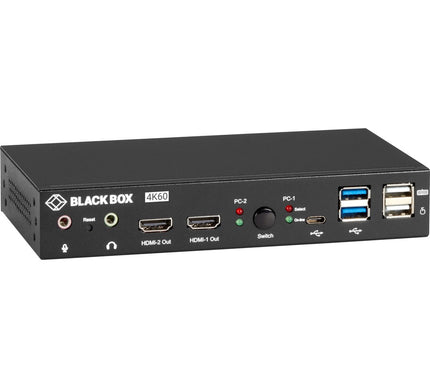 Main Image for Black Box KVM Switch - UHD 4K, Dual-Monitor, HDMI/DisplayPort, USB 3.2 Gen 1, USB Type C, Audio, 2-Port