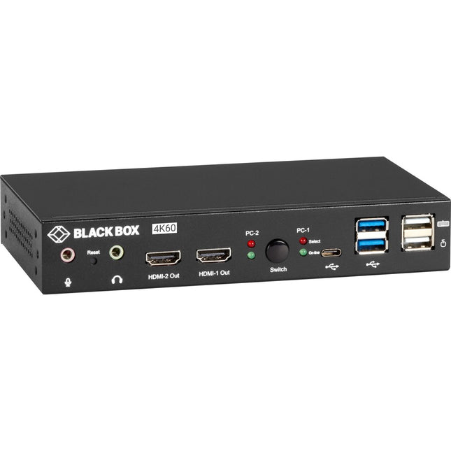 Main Image for Black Box KVM Switch - UHD 4K, Dual-Monitor, HDMI/DisplayPort, USB 3.2 Gen 1, USB Type C, Audio, 2-Port