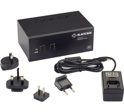 Main Image for Black Box KVM Switch - 2-Port, Dual-Monitor, HDMI 2.0, 4K 60Hz, USB 3.0 Hub, Audio