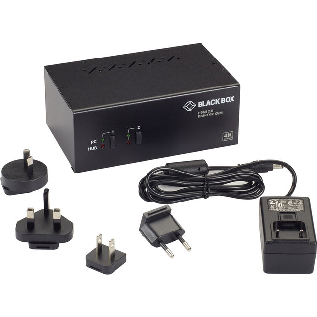 Main Image for Black Box KVM Switch - 2-Port, Dual-Monitor, HDMI 2.0, 4K 60Hz, USB 3.0 Hub, Audio