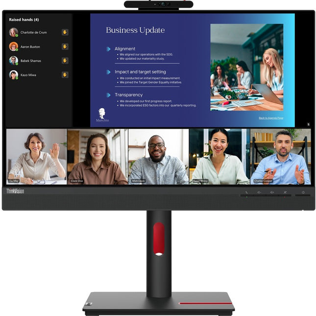 Main Image for Lenovo ThinkVision T24v-30 24" Class Webcam Full HD LED Monitor - 16:9 - Raven Black