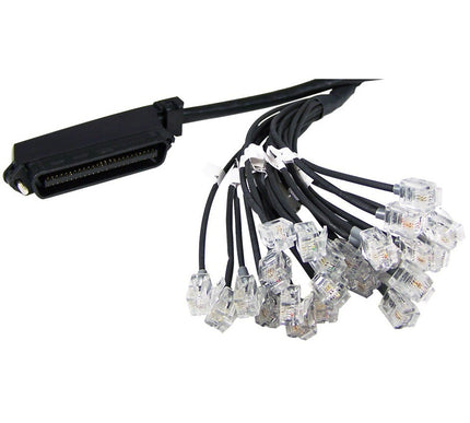 Main Image for ENET Category 5e Telco 90 Degree Amphenol 50 Pin Male to 24x RJ-11 Breakout 5 Feet Black Cable