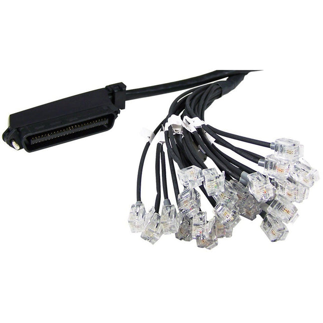Main Image for ENET Category 5e Telco 90 Degree Amphenol 50 Pin Male to 24x RJ-11 Breakout 5 Feet Black Cable