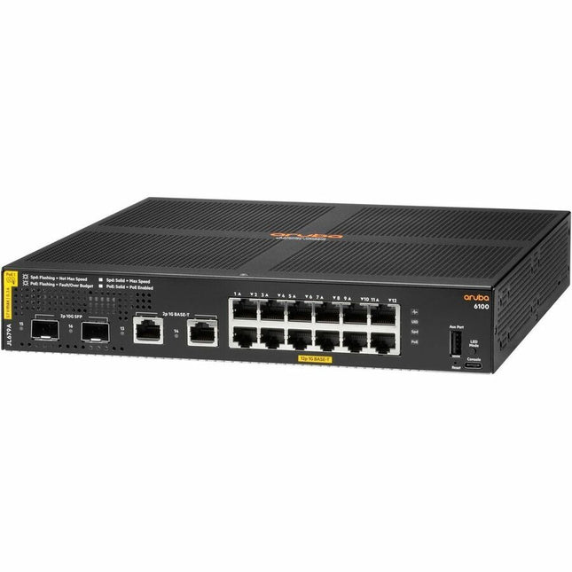 Main Image for HPE CX 6100 Ethernet Switch 6100 12G Class4 PoE 2G/2SFP+ 139W Switch