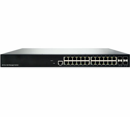 Main Image for Black Box LGB5000 Series Gigabit Ethernet (1000-Mbps) Managed Switch - (24) 10/100/1000-Mbps Copper RJ45, (4) 100/1000-Mbps SFP+, (1) DB9 Console