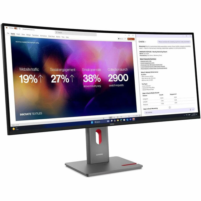 Main Image for Lenovo ThinkVision P40WD-40 40" Class 5K UHD Curved Screen LED Monitor - 21:9 - Eclipse Black